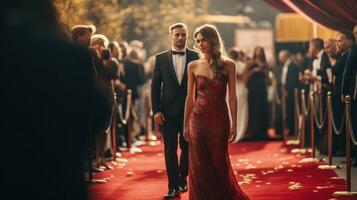 Celebrities arriving with limousine walking red carpet photo