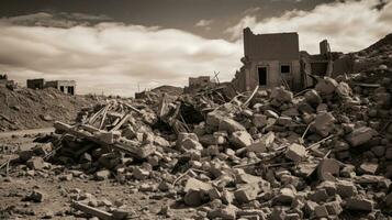 Building rubble in a city photo