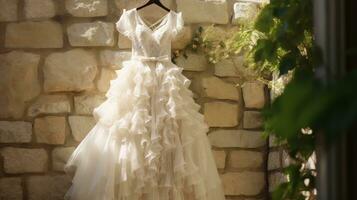 Beautiful white wedding dress photo