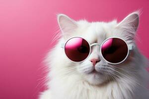 Cool cat in sunglasses on vivid background photo