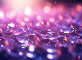 Purple and silver glitter bokeh background with light diffraction photo