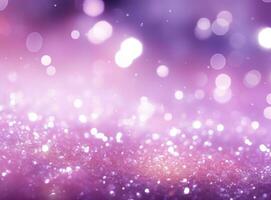 Purple and silver glitter bokeh background with light diffraction photo