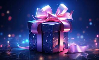 Violet Holiday Background with gift box photo