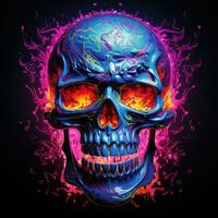 Vivid skull on dark background photo