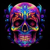 Vivid skull on dark background photo