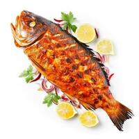 Grilled fish with lemon photo