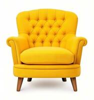 Derecha amarillo Sillón aislado foto