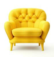 Derecha amarillo Sillón aislado foto