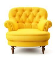 right yellow armchair isolated photo