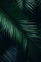 Green natural palm leaf background photo