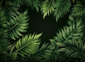 Green natural palm leaf background photo