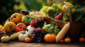 Harvest season, cornucopia, fruits, vegetables, farmers' market photo