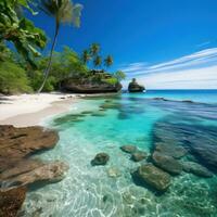 Serene tropical paradise with crystal waters photo