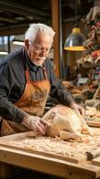 Man carving turkey with precision and skill photo