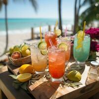 Beachside celebration with refreshing drinks photo