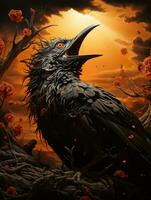 Crow 3d illustration art photo