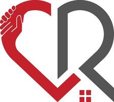 corazón r real inmuebles logo diseño vector