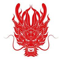 Traditional chinese Dragon red zodiac sign isolated on white background for card design print media or festival. China lunar calendar animal happy new year. Vector Illustration.