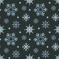 Snowflakes. Watercolor seamless pattern. Decorative winter background with hand drawn snowflakes, snow, stars. For fabric, wrapping paper, scrapbooking, postcards, invitations, cards vector