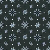 Snowflakes. Watercolor seamless pattern. Decorative winter background with hand drawn snowflakes, snow, stars. For fabric, wrapping paper, scrapbooking, postcards, invitations, cards vector
