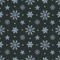 Snowflakes. Watercolor seamless pattern. Decorative winter background with hand drawn snowflakes, snow, stars. For fabric, wrapping paper, scrapbooking, postcards, invitations, cards vector