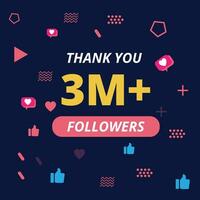 thanks for 3 million followers vector