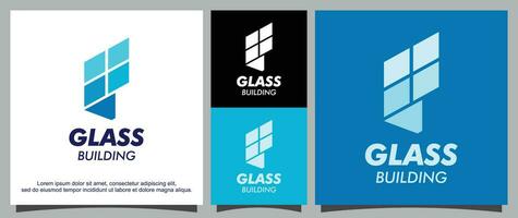 Glass building logo template vector