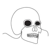 Single line human skull vector art design.