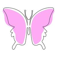 Continuous line butterfly vector illustration