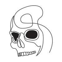 Single line human skull vector art design.