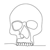 Single line human skull vector art design.