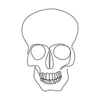 Single line human skull vector art design.