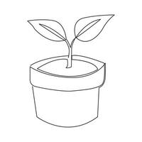 Single line Plant growth processing from seed illustration vector