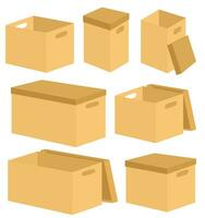 Brown Cardboard Box Collection vector