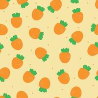 Seamless cartoon carrot pattern on orange background for fabric prints, textiles, gift wrapping paper. colorful vector for children, flat style