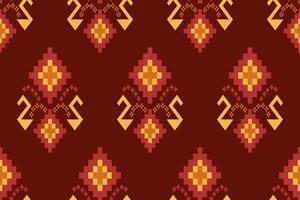 Cross stitch colorful geometric traditional ethnic pattern Ikat seamless pattern abstract design vector