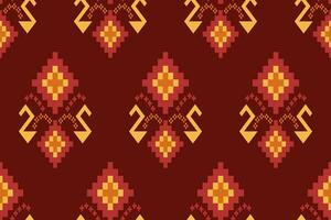 Cross stitch colorful geometric traditional ethnic pattern Ikat seamless pattern abstract design vector