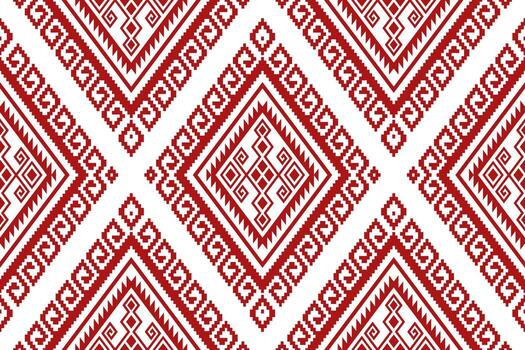 Cross stitch colorful geometric traditional ethnic pattern Ikat seamless pattern abstract design vector