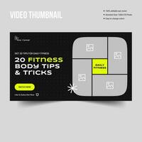 Fitness video cover thumbnail banner template design, fully editable vector eps 10 file format