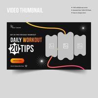 Editable vector fitness training video thumbnail banner templater design, fully customizable vector eps 10 file format