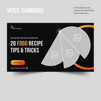 Customizable trendy food recipe tips video thumbnail banner design, editable vector eps 10 file format