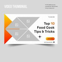 Food menu tips video thumbnail banner template design, customizable vector eps 10 file format