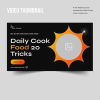 Vector customizable video thumbnail design for food recipe center, fully editable vector file format