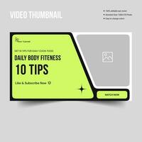 Customizable body fitness video cover banner thumbnail design, fully editable vector eps 10 file format