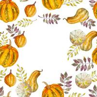 Watercolor autumn decorative hand drawn pattern frame for textile, napkins vector