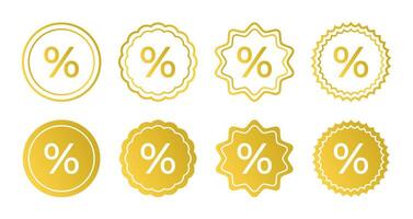 gold color discount icon set. vector isolated on white background