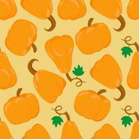 Vector seamless pattern with pumpkins. Hand drawn colorful illustration. Halloween background. Vector illustration