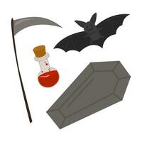 Set of cartoon design Dracula Halloween elements. Vector illustration