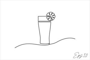 continuous line art drawing of tea drink vector