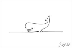 whale continuous line art drawing vector